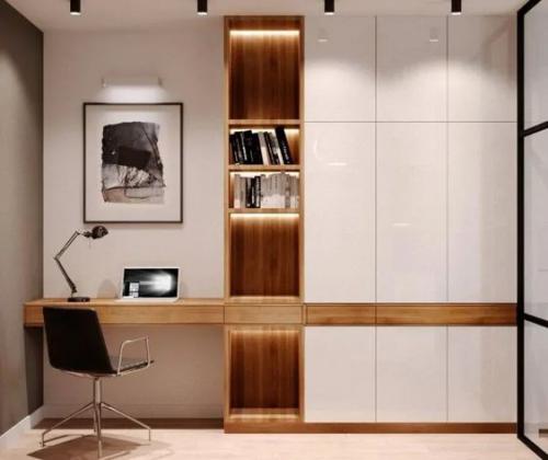 Bản vẽ thiết kế tủ quần áo liền bàn làm việc