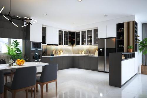 Thiết kế tủ bếp gia đình cao cấp cho không gian rộng