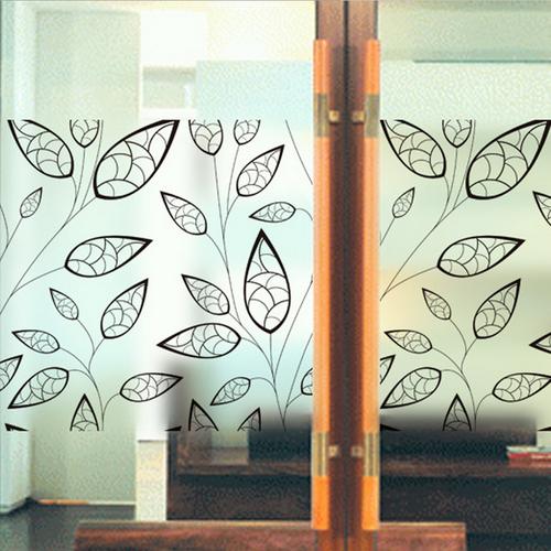 Decal kính viền lá đen 2